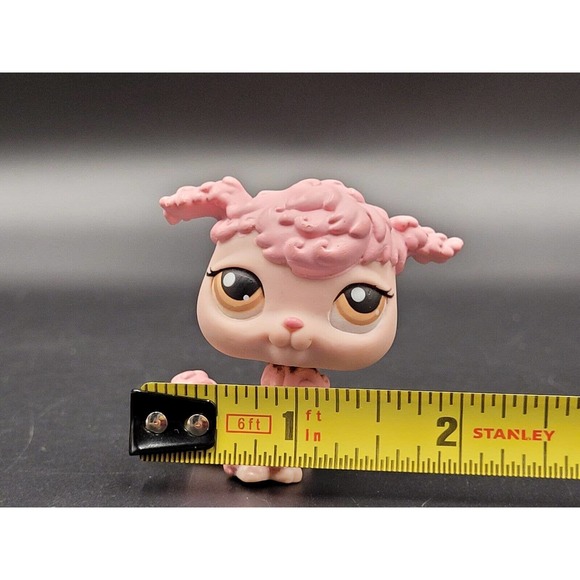 Littlest Pet Shop LPS Pink French Poodle Hasbro Dog Figure Brown Eyes - Picture 2 of 10